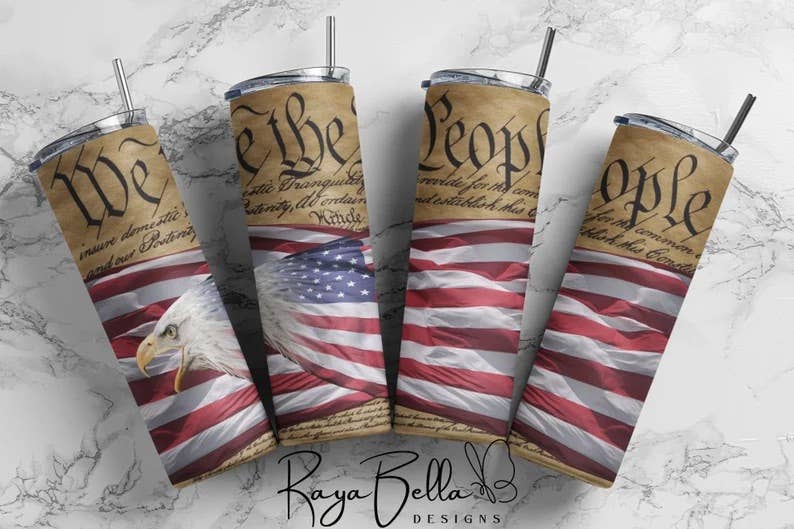We The People Tumbler, America Tumbler, 20 oz Skinny Tumbler