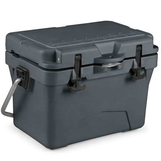 20 Quart Portable Hard Cooler with Built-in Ruler and Bottle-Gray - Color: Gray