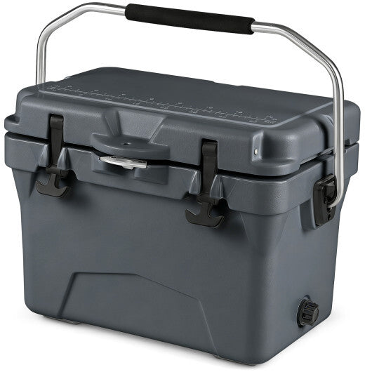 20 Quart Portable Hard Cooler with Built-in Ruler and Bottle-Gray - Color: Gray
