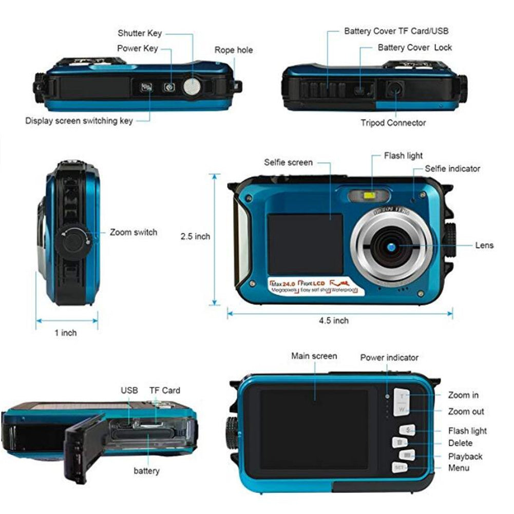 2.7 Inch Action Camera 1080P 60fps 24mp Waterproof Shockproof Recording Sport Digital Cameras Yellow