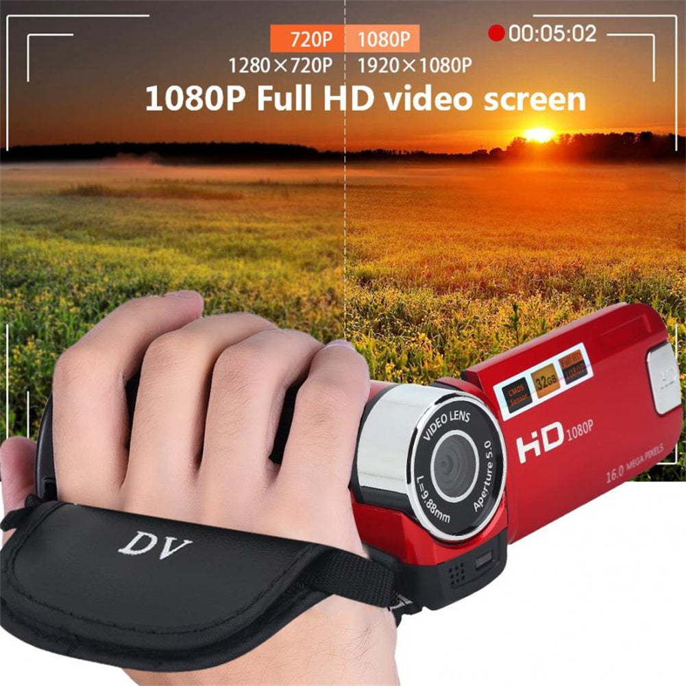 1080p Full HD 16MP DV Camcorder Digital Video Camera 270-degree Rotation Screen 16x Night Digital Zoom Black US Plug