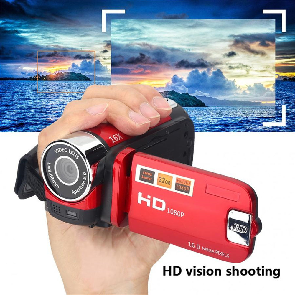 1080p Full HD 16MP DV Camcorder Digital Video Camera 270-degree Rotation Screen 16x Night Digital Zoom Black US Plug