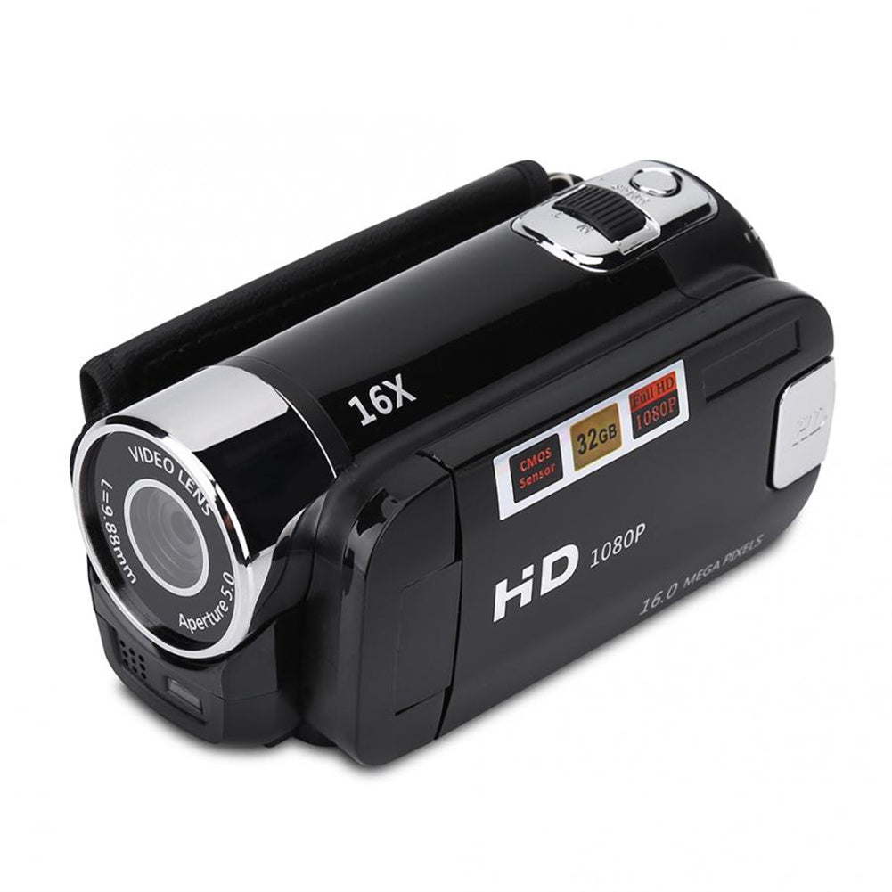 1080p Full HD 16MP DV Camcorder Digital Video Camera 270-degree Rotation Screen 16x Night Digital Zoom Black US Plug
