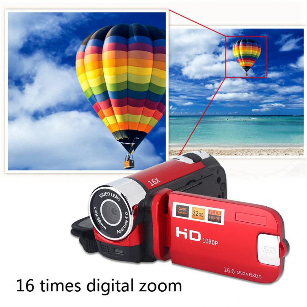 1080p Full HD 16MP DV Camcorder Digital Video Camera 270-degree Rotation Screen 16x Night Digital Zoom Black US Plug