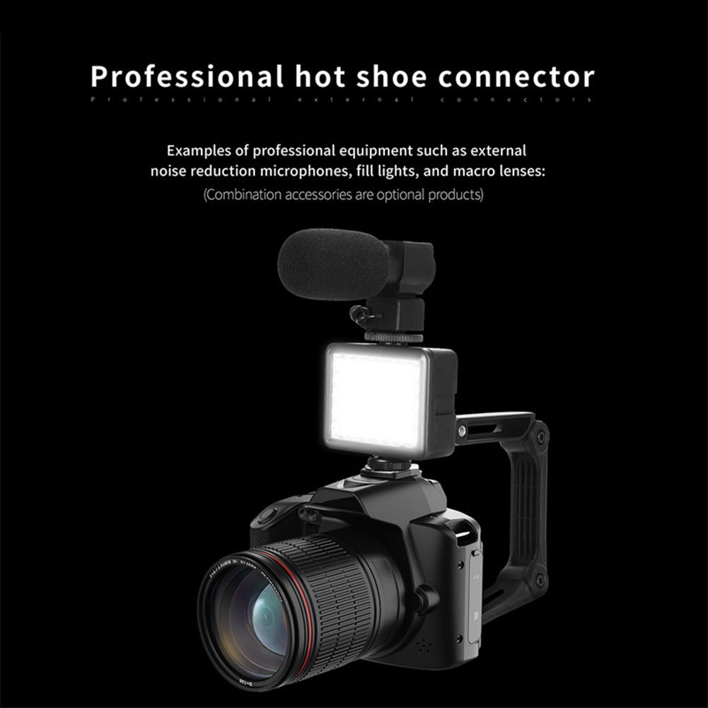 D5 Video Camera 4k Recording Camera Digital Shoot Camera with 16x Digital Zoom 4k Dual Lens Professional Camcorder Black