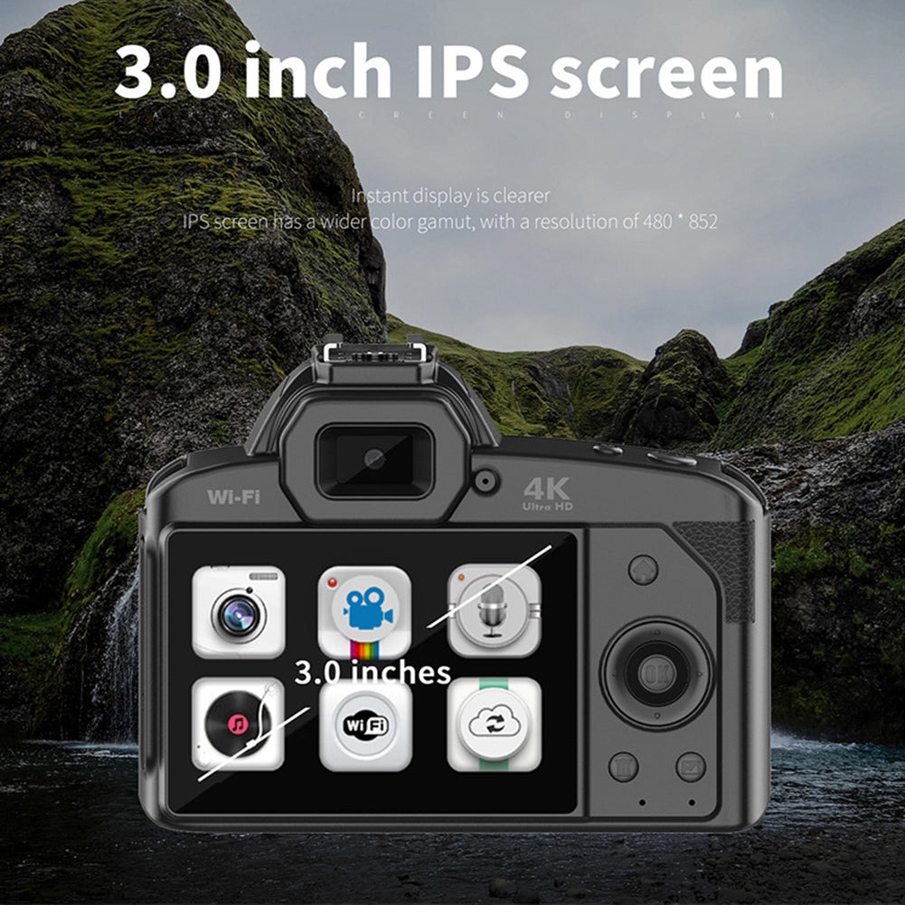 D5 Video Camera 4k Recording Camera Digital Shoot Camera with 16x Digital Zoom 4k Dual Lens Professional Camcorder Black