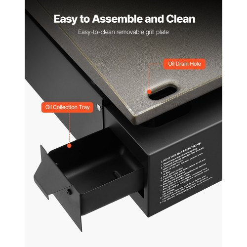 Gas Griddle, 2 Burner Tabletop Griddle, 22 inch Portable Griddles Propane with Lid, Oil Drain Hole & Oil Collection Tray, 2 x 11000BTU Camping Flat Top Grill for Outdoor Cooking, Tailgating