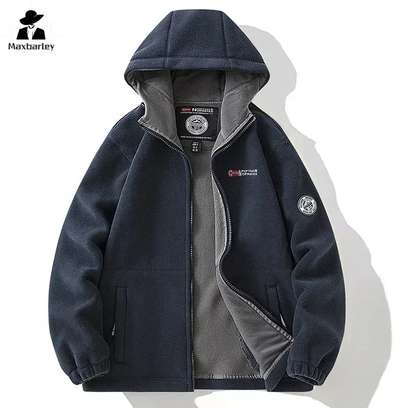 Color: Brown, Size: XXXL - Fleece Jacket Men's/Women's Cold-resistant Warm-keeping Thickened Double-layer Hooded Coat Winter Brand Windproof Snow Jacket