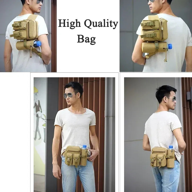 Color: SKY BLUE - Men's Tactical Casual Fanny Waterproof Pouch Waist Bag Packs Outdoor Military Bag