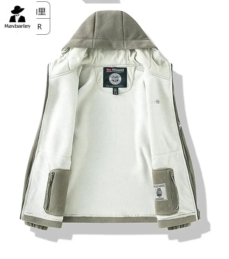 Color: Blue, Size: XXXL - Fleece Jacket Men's/Women's Cold-resistant Warm-keeping Thickened Double-layer Hooded Coat Winter Brand Windproof Snow Jacket