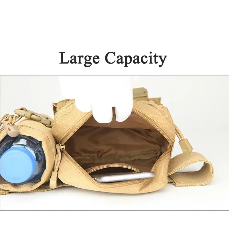 Color: Brown - Men's Tactical Casual Fanny Waterproof Pouch Waist Bag Packs Outdoor Military Bag