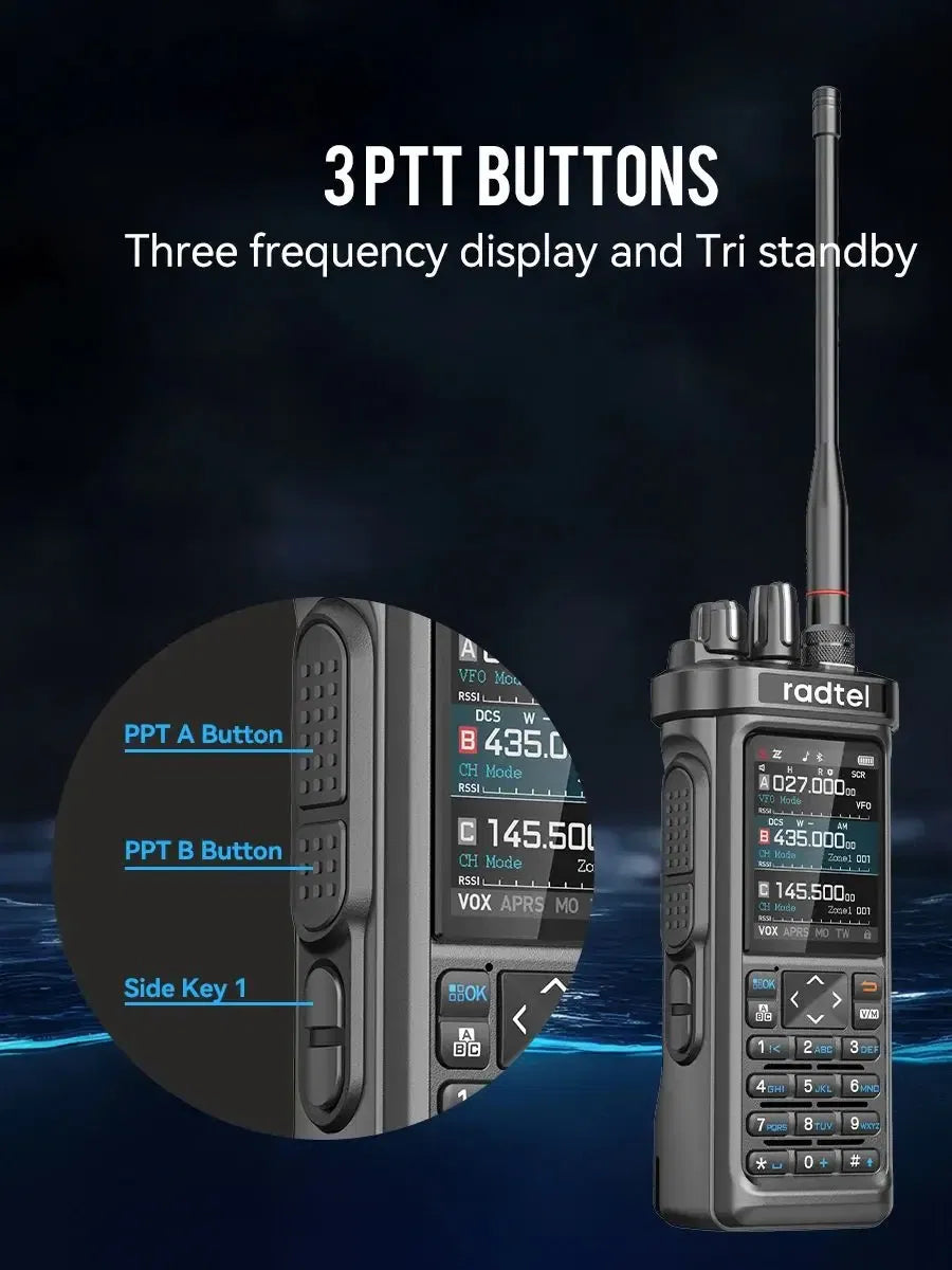 Plug Type: EU - Radtel RT-950 PRO Walkie Talkie AM/FM/CB/LSB/USB/CW Receiver with GPS APRS 10W Bluetooth Phone Programming Ham Radio RT-950PRO