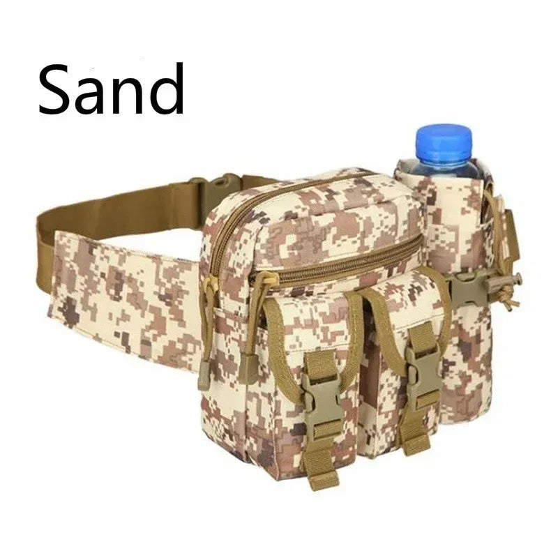 Color: Brown - Men's Tactical Casual Fanny Waterproof Pouch Waist Bag Packs Outdoor Military Bag