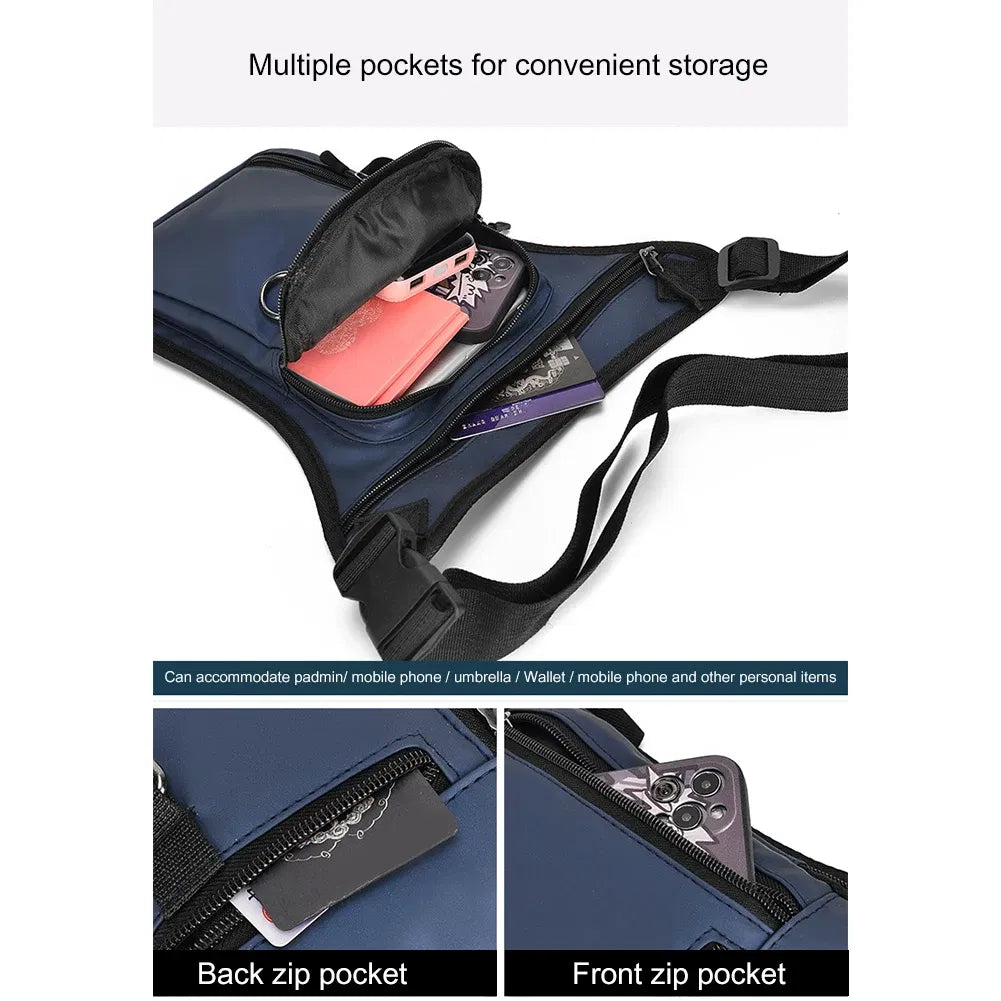 Color: black - Men Drop Leg Bag Waist Bag Waterproof Men Fanny Pack Phone Purse Motorcycle Riding Shoulder Cross Body Thigh Hip Belt Waist Bags