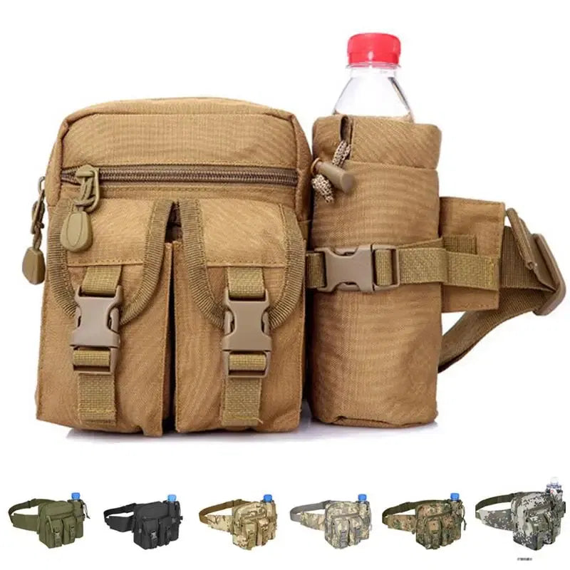 Color: Blue - Waterproof Nylon Fanny Pack Men  Tactical Military Army Waist Bag Hiking Outdoor Camping Shoulder Bum Belt Bum Sport Chest Bags