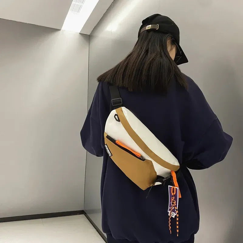 Color: black - Chest Rig Bag Women Fanny Pack Streetwear Chest Bags Multi-function Unisex Nylon Hip hop Waist Bag Phone pocket