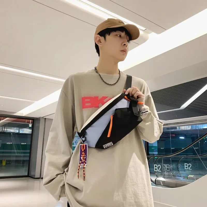 Color: green - Chest Rig Bag Women Fanny Pack Streetwear Chest Bags Multi-function Unisex Nylon Hip hop Waist Bag Phone pocket