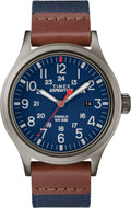 Timex TW4B14100 Men's Expedition   Scout Navy Blue Nylon Strap with Brown Leather Trim Watch