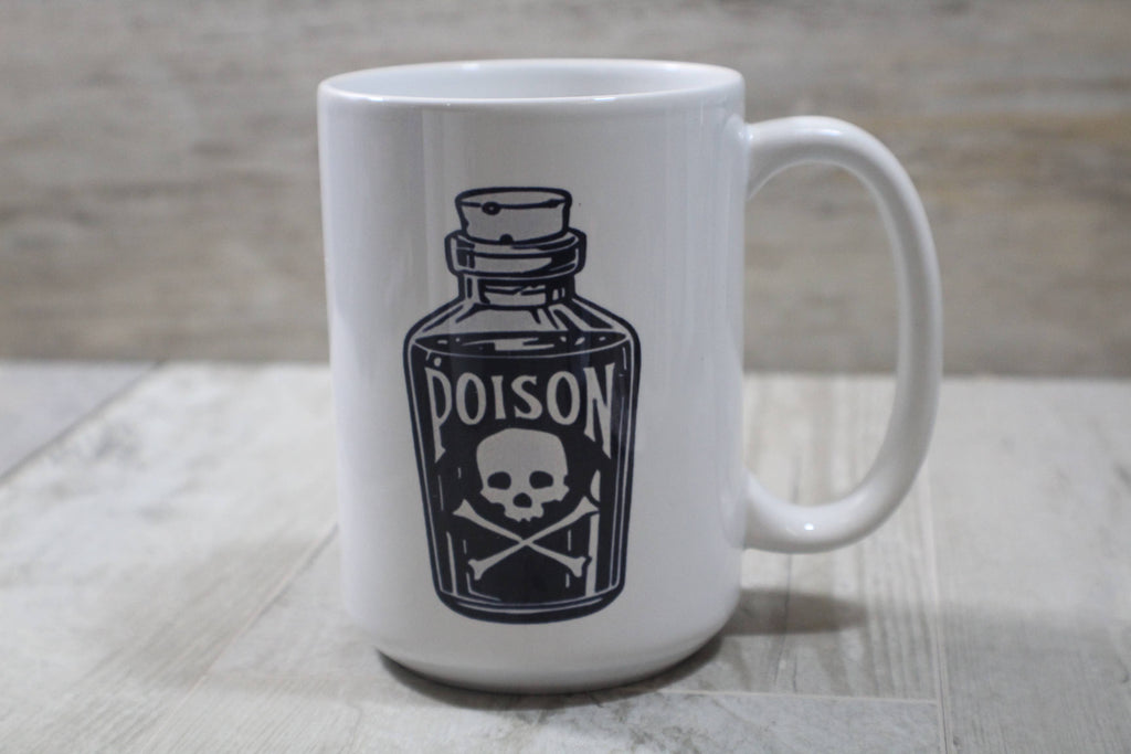 Poison //15oz Ceramic Coffee Mug : White Handle