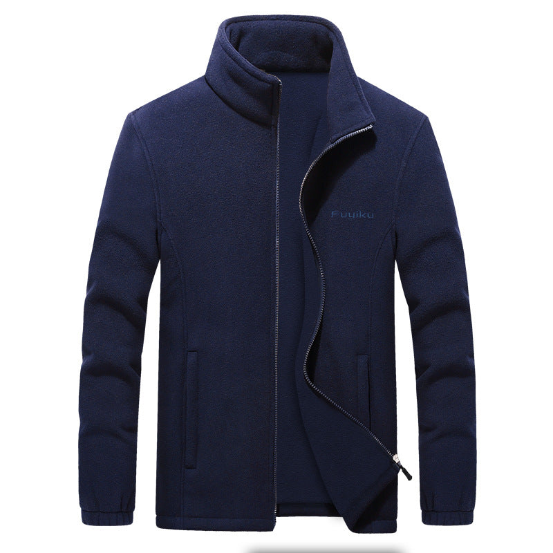 Color: Navy Blue, Size: 8XL - Men's Jacket Men's Fall Winter Casual Fleece Jacket Men