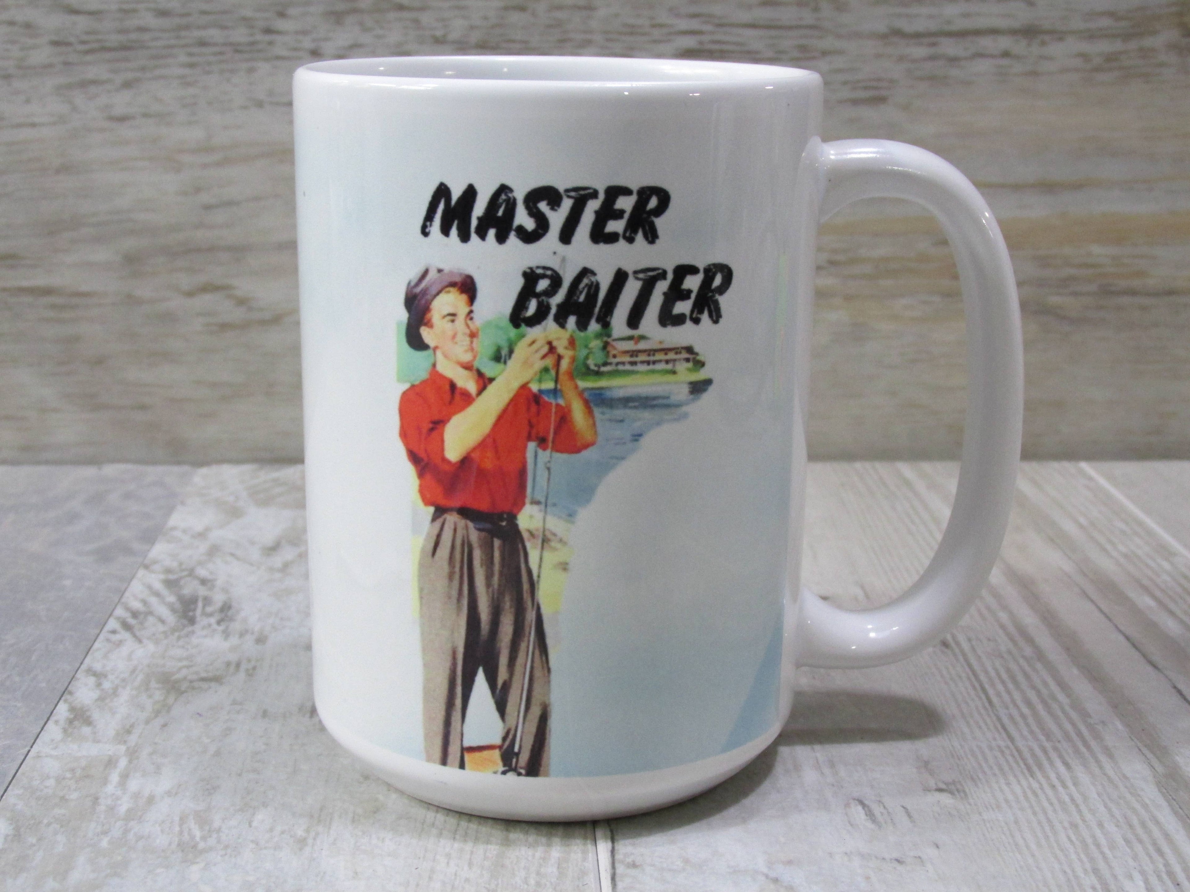 Fishing Master Baiter //15oz  Ceramic Mug: Black Handle
